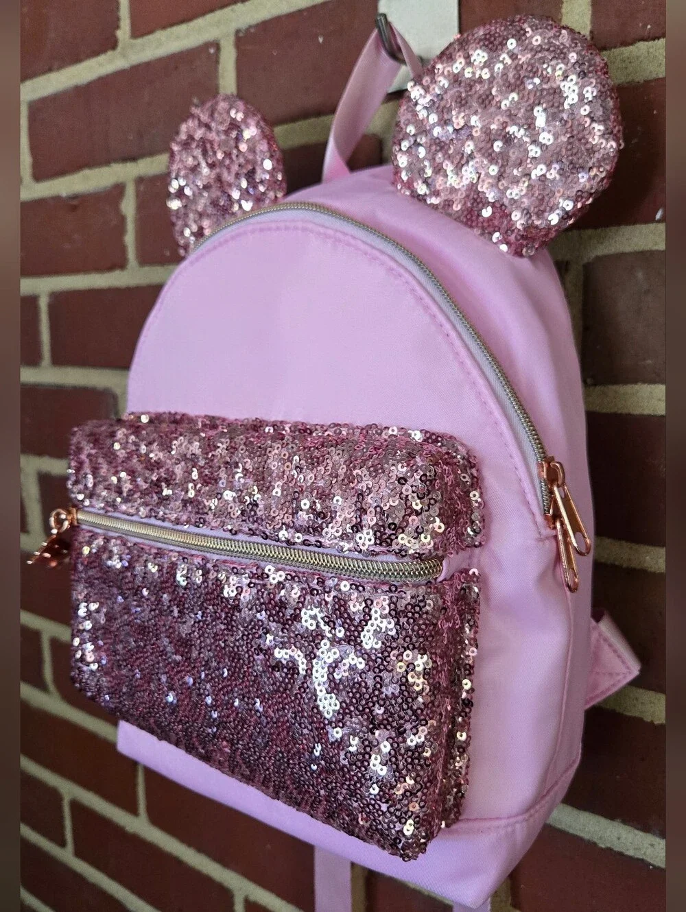 Disney Bibbidi Bobbidi Boutique Pink Sequin Ear Mini Backpack MINT